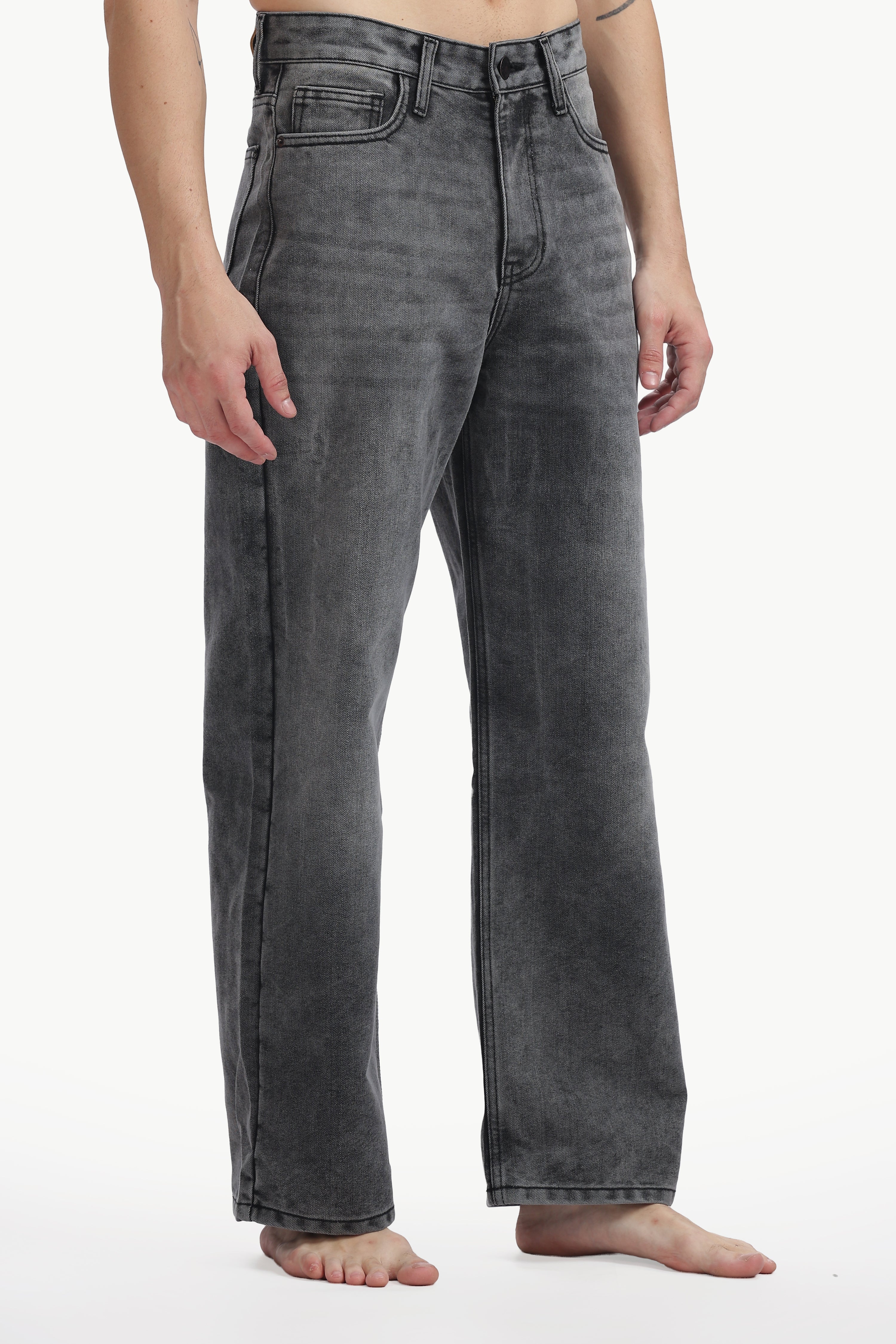 Slate Black Wide Straight Jeans