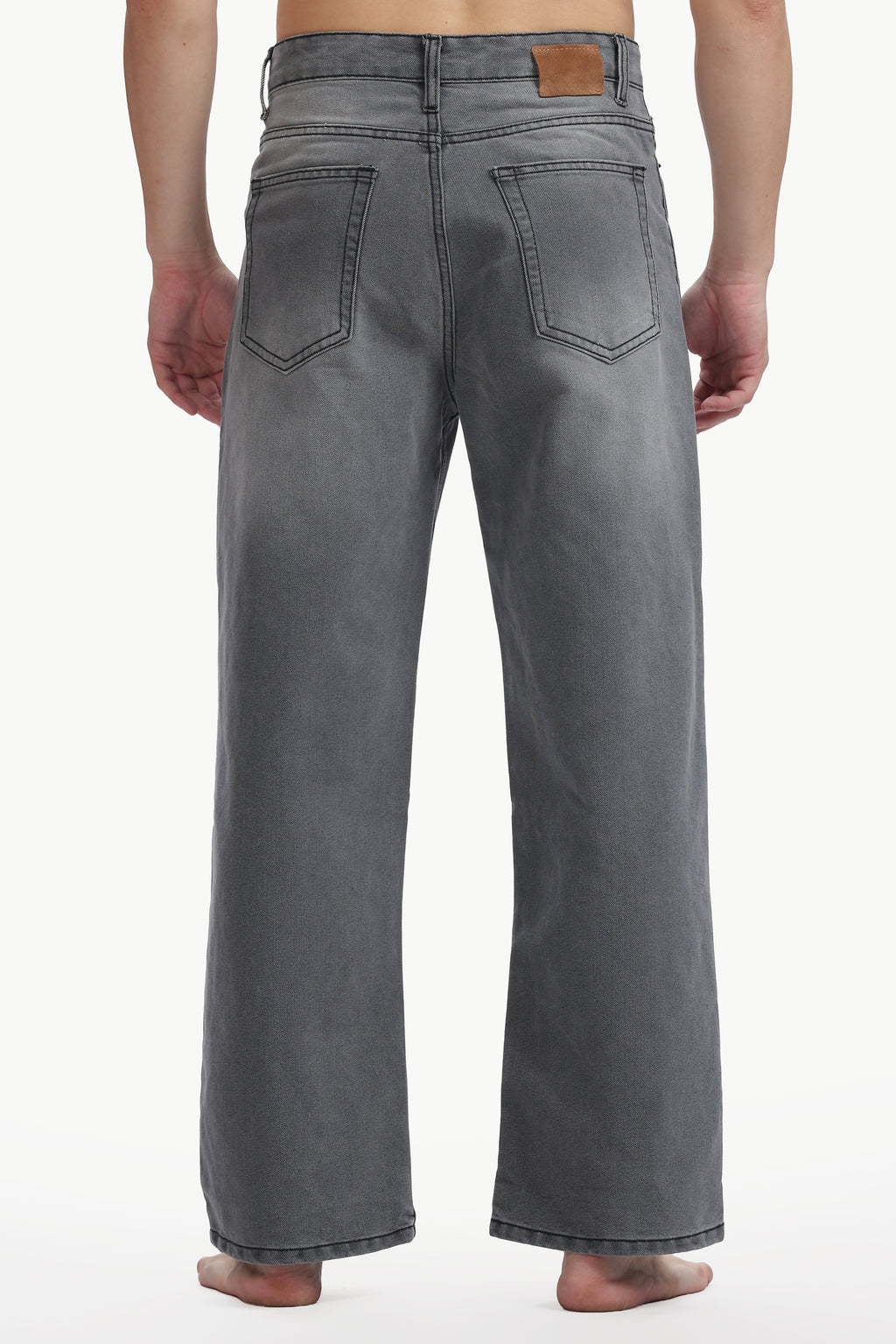 Ash Grey Relaxed Straight Jeans