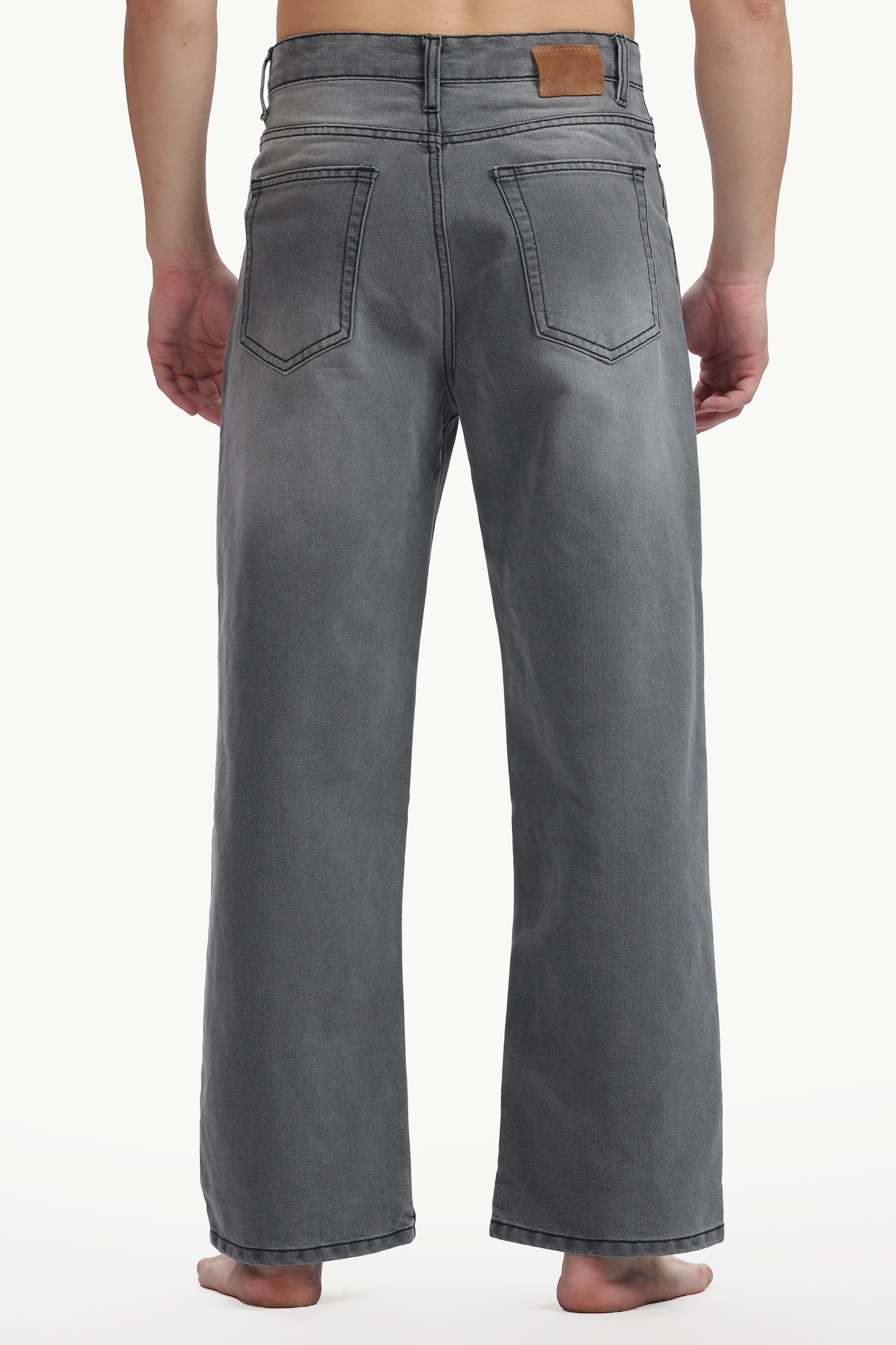 Ash Grey Relaxed Straight Jeans