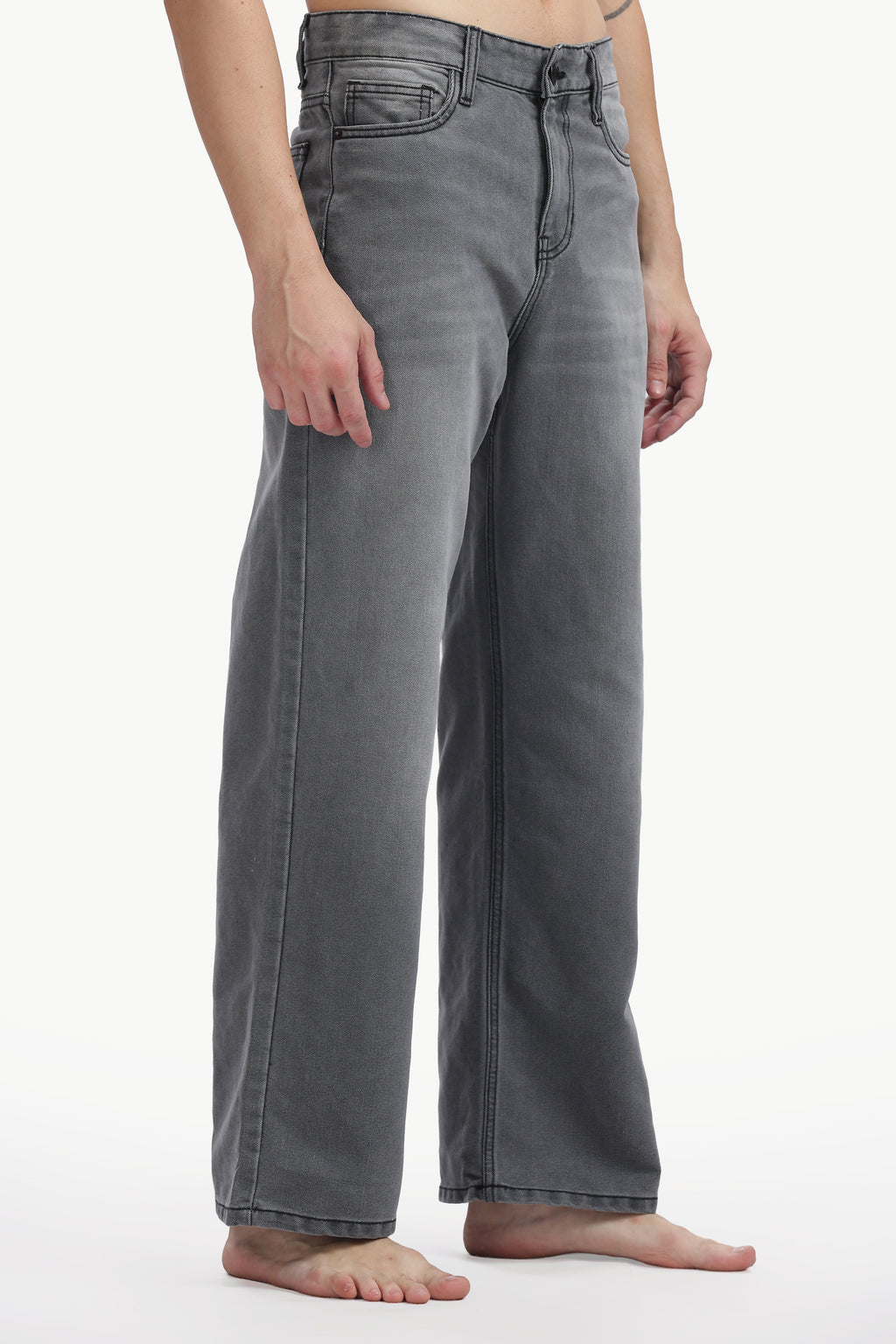 Ash Grey Relaxed Straight Jeans