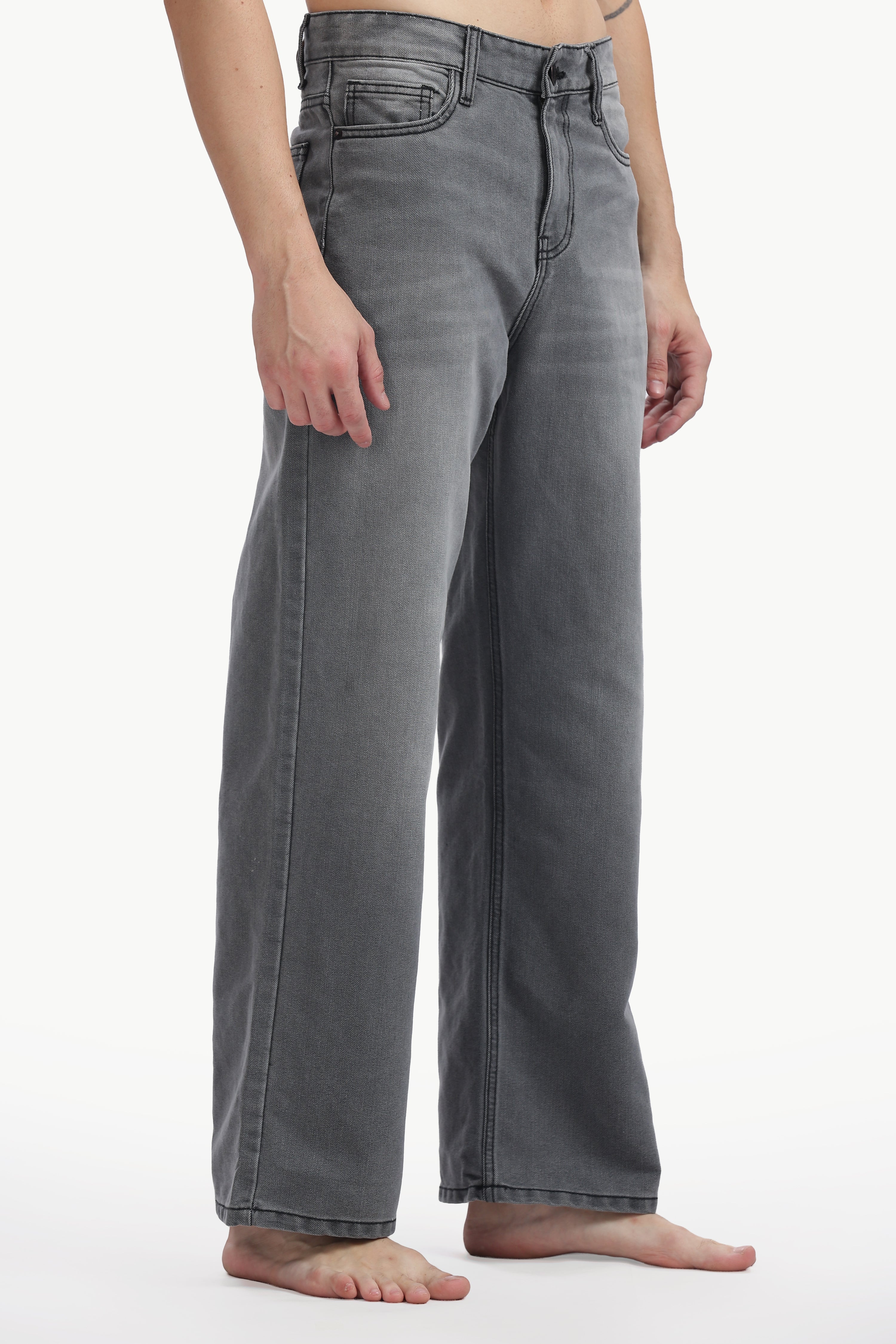 Ash Grey Relaxed Straight Jeans