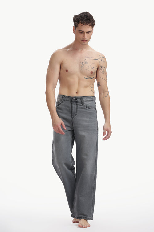 Ash Grey Relaxed Straight Jeans